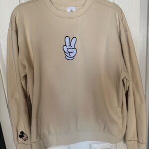 Disney Parks Mickey Mouse Peace Sign Sweatshirt Pullover Medium